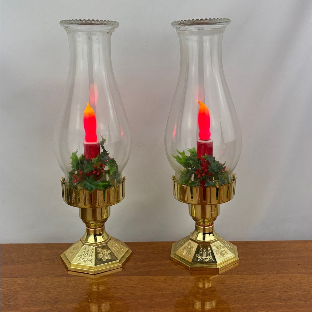 Vintage electric Christmas flame bulb lamps with original boxes pair